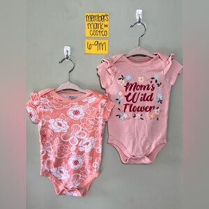 NWOT Members Mark Infant Mom's Wild Flower Pink Floral Baby One-Piece Set - 6-9M